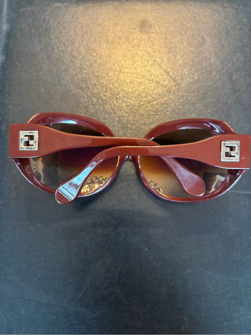 VTG Fendi FS408 Oversized Acetate Sunglasses Cherry Red Burgundy, made in Italy - Picture 2 of 7